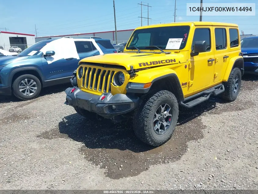 2019 Jeep Wrangler Unlimited Rubicon VIN: 1C4HJXFG0KW614494 Lot: 45437935