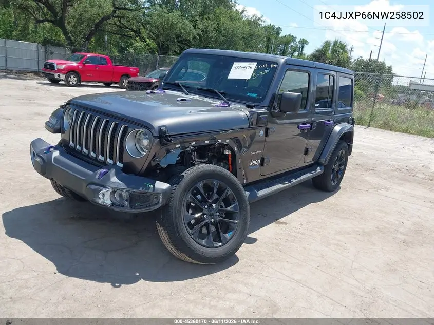 2022 Jeep Wrangler 4Xe Unlimited Sahara 4X4 VIN: 1C4JJXP66NW258502 Lot: 45360170