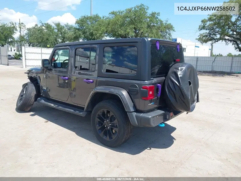 2022 Jeep Wrangler 4Xe Unlimited Sahara 4X4 VIN: 1C4JJXP66NW258502 Lot: 45360170