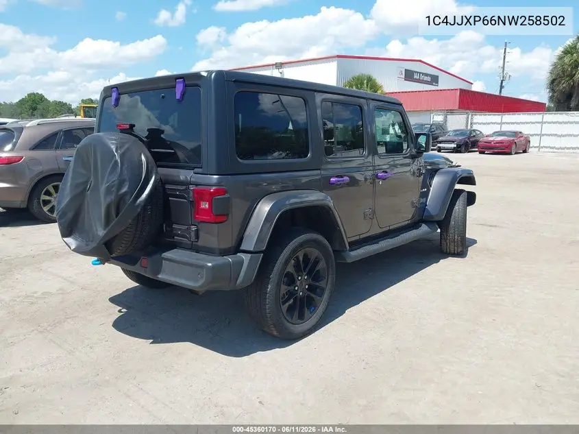 2022 Jeep Wrangler 4Xe Unlimited Sahara 4X4 VIN: 1C4JJXP66NW258502 Lot: 45360170