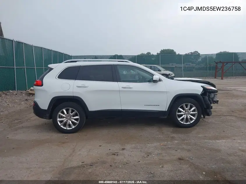 2014 Jeep Cherokee Limited VIN: 1C4PJMDS5EW236758 Lot: 45660143