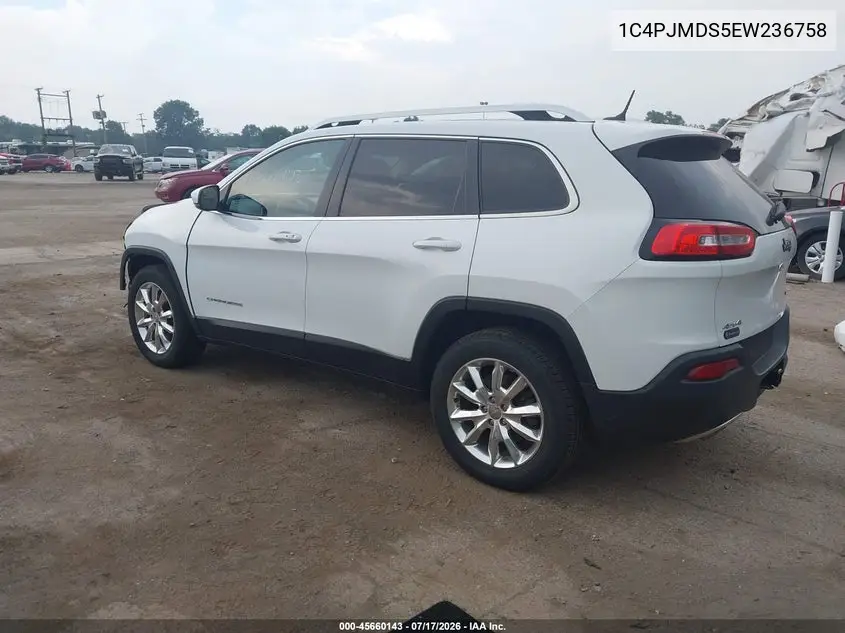 2014 Jeep Cherokee Limited VIN: 1C4PJMDS5EW236758 Lot: 45660143
