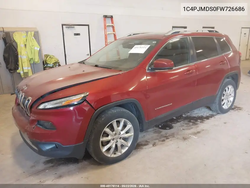 2015 Jeep Cherokee Limited VIN: 1C4PJMDS0FW726686 Lot: 45176114