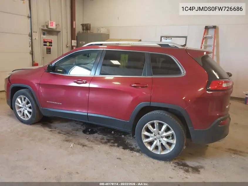 2015 Jeep Cherokee Limited VIN: 1C4PJMDS0FW726686 Lot: 45176114