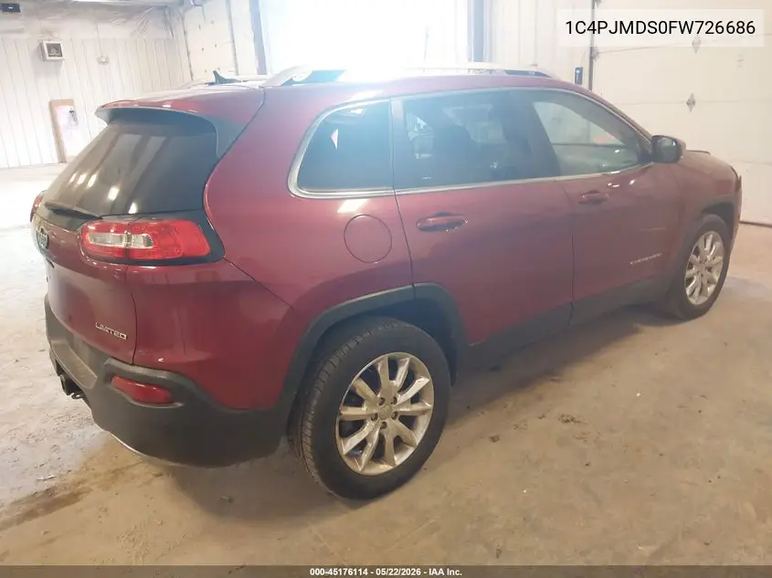 2015 Jeep Cherokee Limited VIN: 1C4PJMDS0FW726686 Lot: 45176114