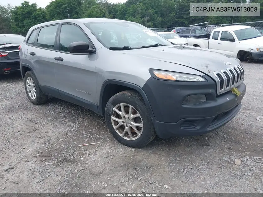 2015 Jeep Cherokee Sport VIN: 1C4PJMAB3FW513008 Lot: 45558277