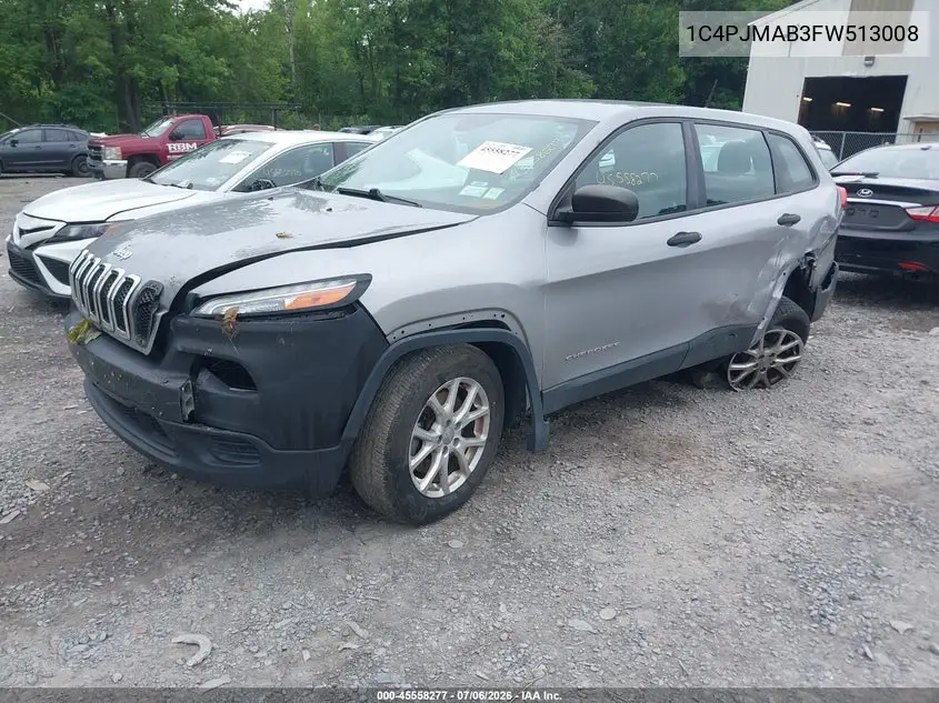 2015 Jeep Cherokee Sport VIN: 1C4PJMAB3FW513008 Lot: 45558277
