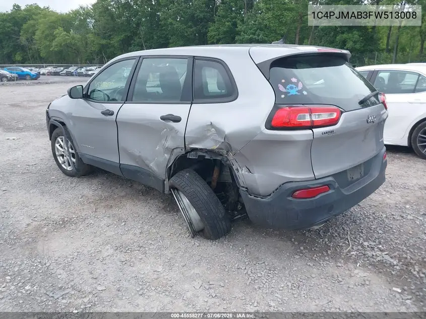 2015 Jeep Cherokee Sport VIN: 1C4PJMAB3FW513008 Lot: 45558277