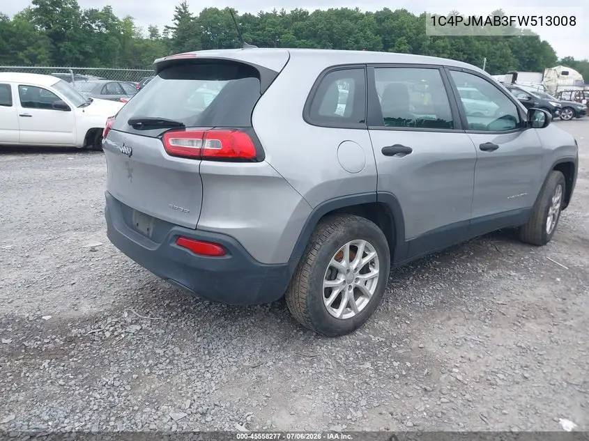 2015 Jeep Cherokee Sport VIN: 1C4PJMAB3FW513008 Lot: 45558277