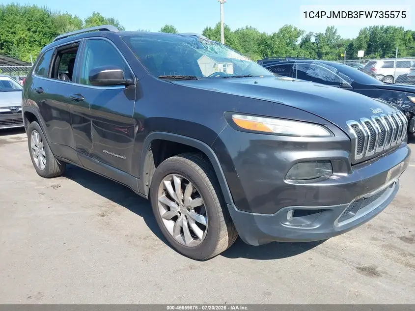 2015 Jeep Cherokee Limited VIN: 1C4PJMDB3FW735575 Lot: 45659876