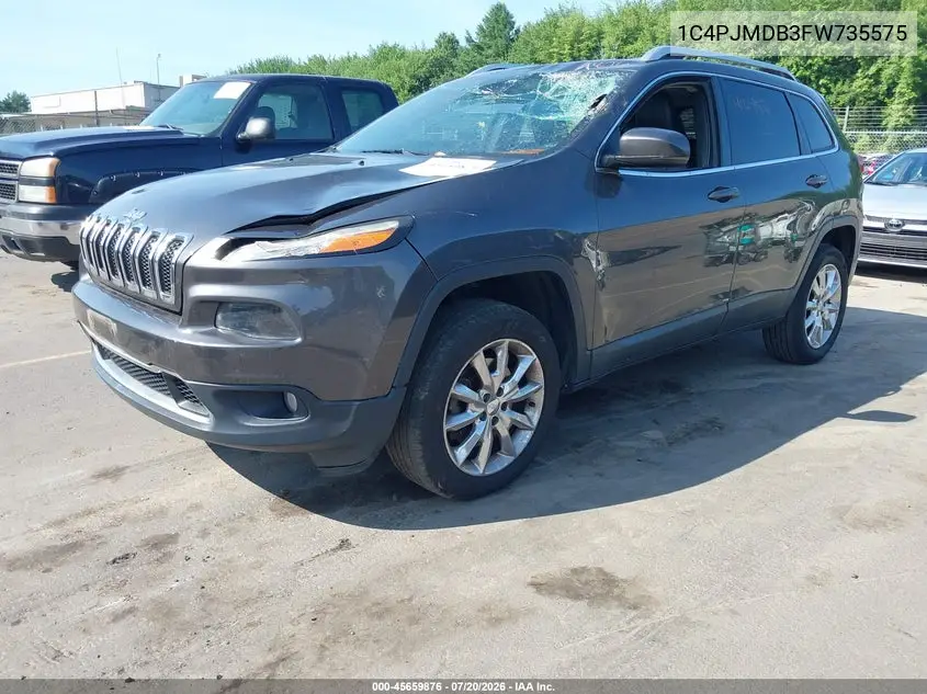 2015 Jeep Cherokee Limited VIN: 1C4PJMDB3FW735575 Lot: 45659876