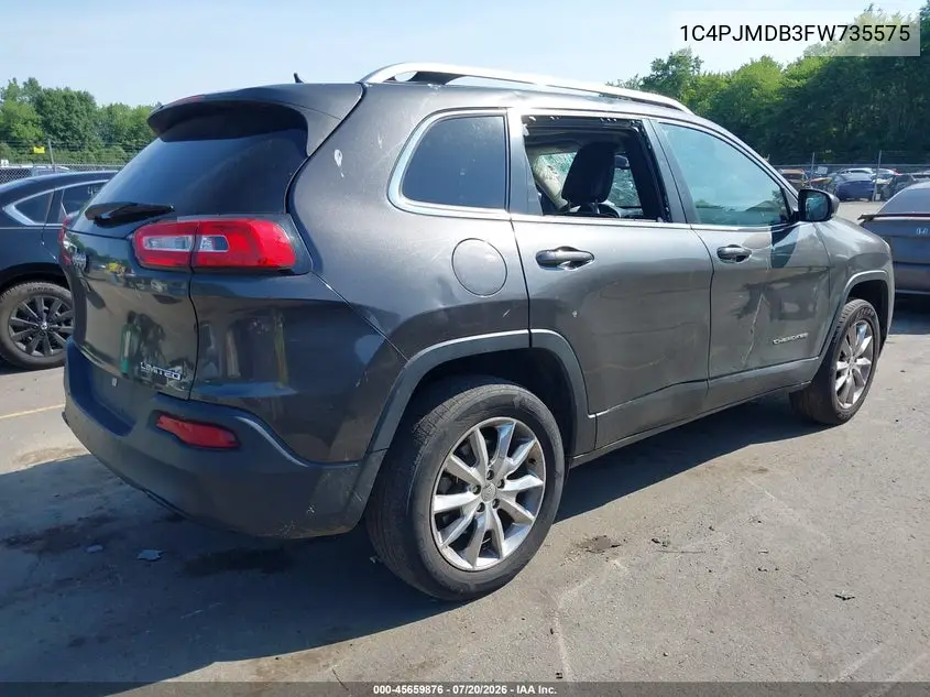 2015 Jeep Cherokee Limited VIN: 1C4PJMDB3FW735575 Lot: 45659876