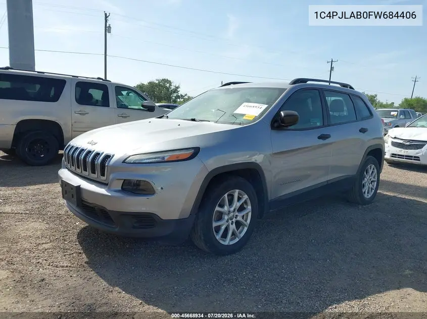 2015 Jeep Cherokee Sport VIN: 1C4PJLAB0FW684406 Lot: 45668934