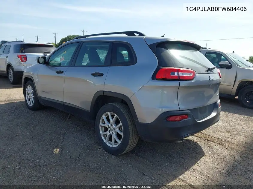 2015 Jeep Cherokee Sport VIN: 1C4PJLAB0FW684406 Lot: 45668934
