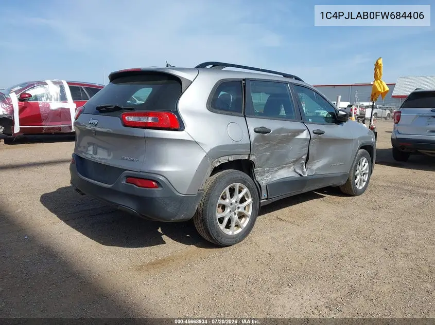 2015 Jeep Cherokee Sport VIN: 1C4PJLAB0FW684406 Lot: 45668934
