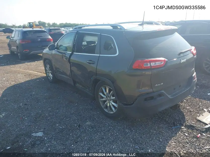 2016 Jeep Cherokee VIN: 1C4PJMDS0GW335586 Lot: 12651319