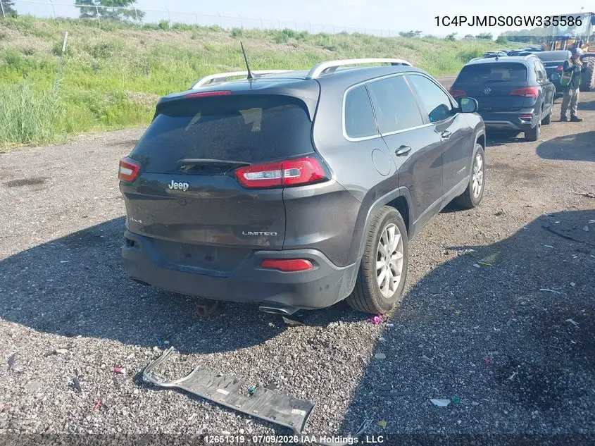 2016 Jeep Cherokee VIN: 1C4PJMDS0GW335586 Lot: 12651319