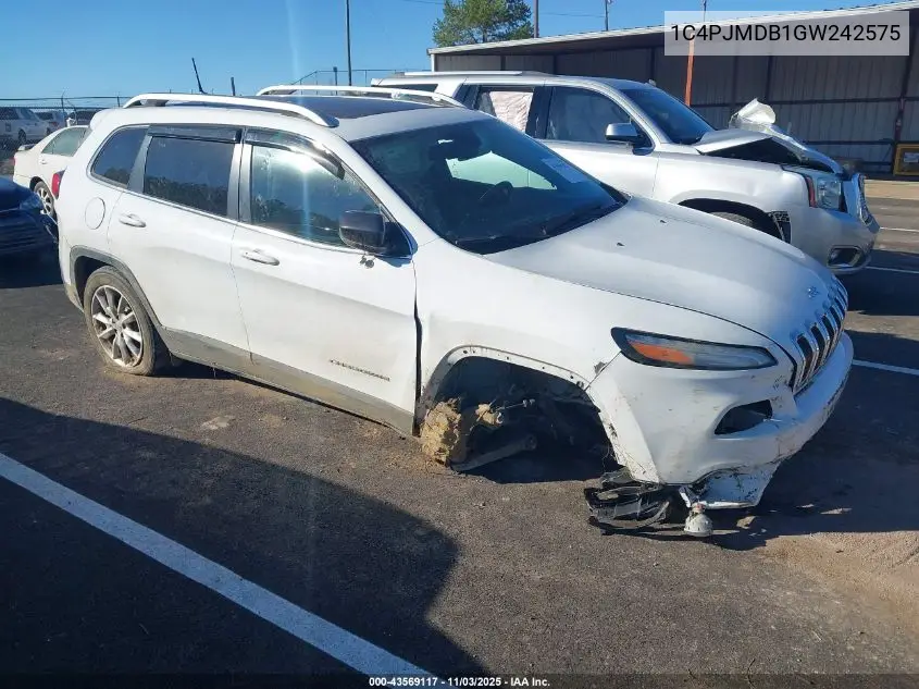 1C4PJMDB1GW242575 2016 Jeep Cherokee Limited