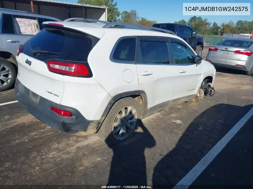 1C4PJMDB1GW242575 2016 Jeep Cherokee Limited