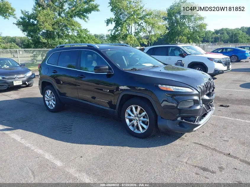 2016 Jeep Cherokee Limited VIN: 1C4PJMDS2GW181852 Lot: 45669030