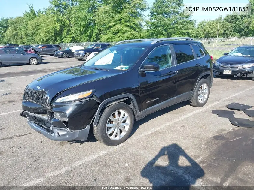 2016 Jeep Cherokee Limited VIN: 1C4PJMDS2GW181852 Lot: 45669030