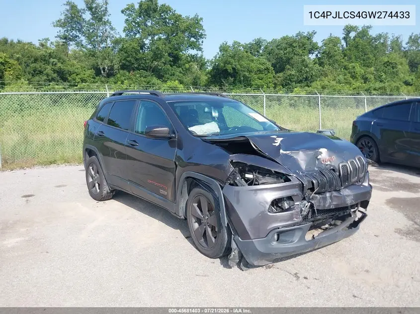 2016 Jeep Cherokee 75Th Anniversary VIN: 1C4PJLCS4GW274433 Lot: 45681403