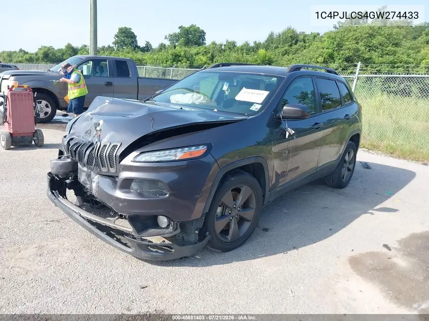 2016 Jeep Cherokee 75Th Anniversary VIN: 1C4PJLCS4GW274433 Lot: 45681403