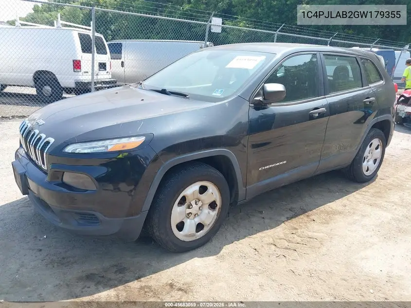 2016 Jeep Cherokee Sport VIN: 1C4PJLAB2GW179355 Lot: 45683059