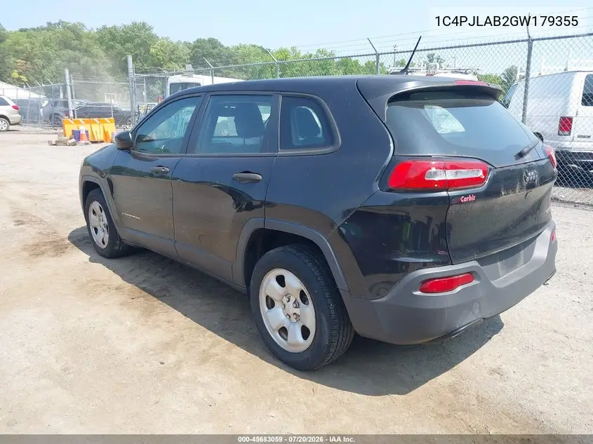 2016 Jeep Cherokee Sport VIN: 1C4PJLAB2GW179355 Lot: 45683059