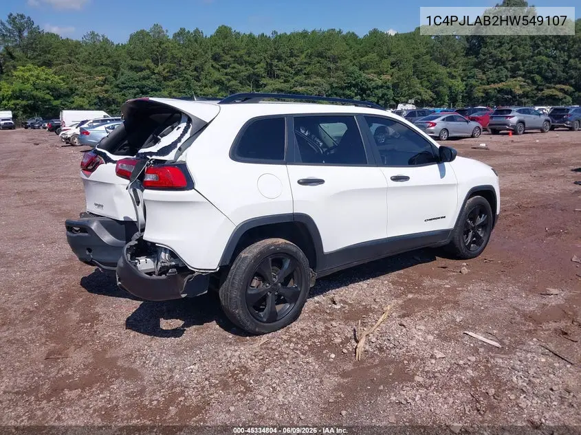 2017 Jeep Cherokee Altitude Fwd VIN: 1C4PJLAB2HW549107 Lot: 45334804
