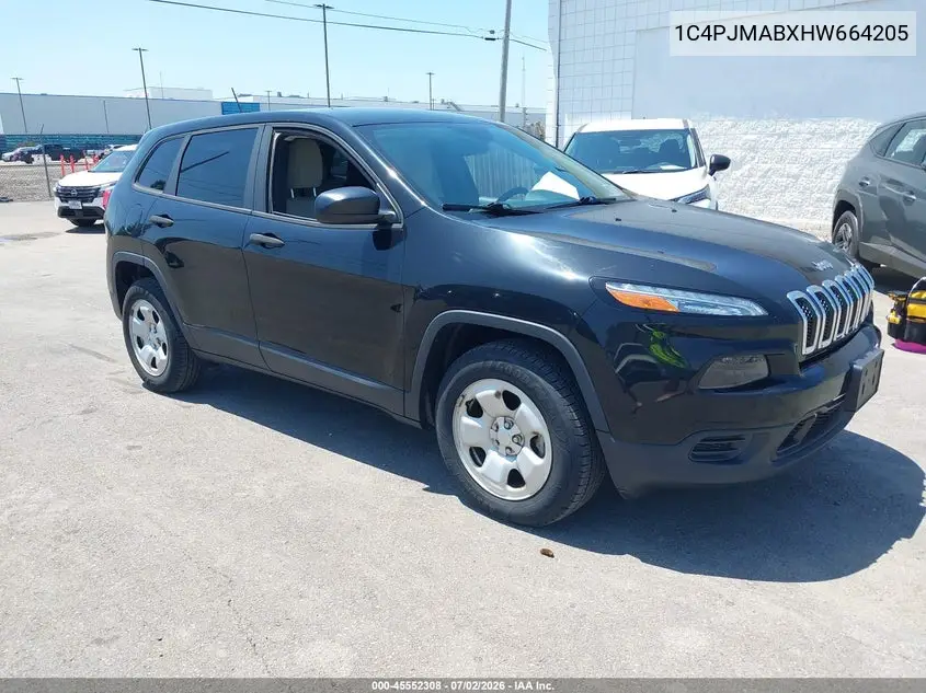 2017 Jeep Cherokee Sport VIN: 1C4PJMABXHW664205 Lot: 45552308