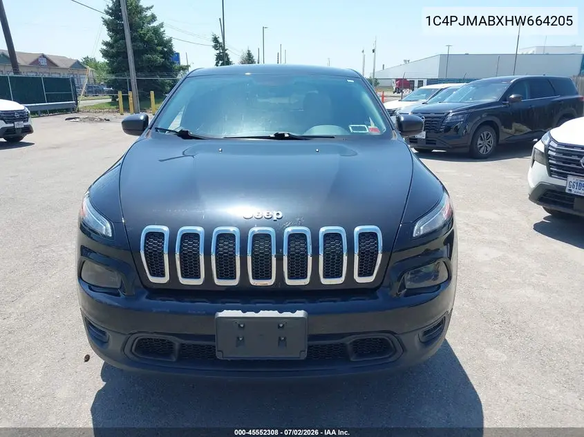 2017 Jeep Cherokee Sport VIN: 1C4PJMABXHW664205 Lot: 45552308