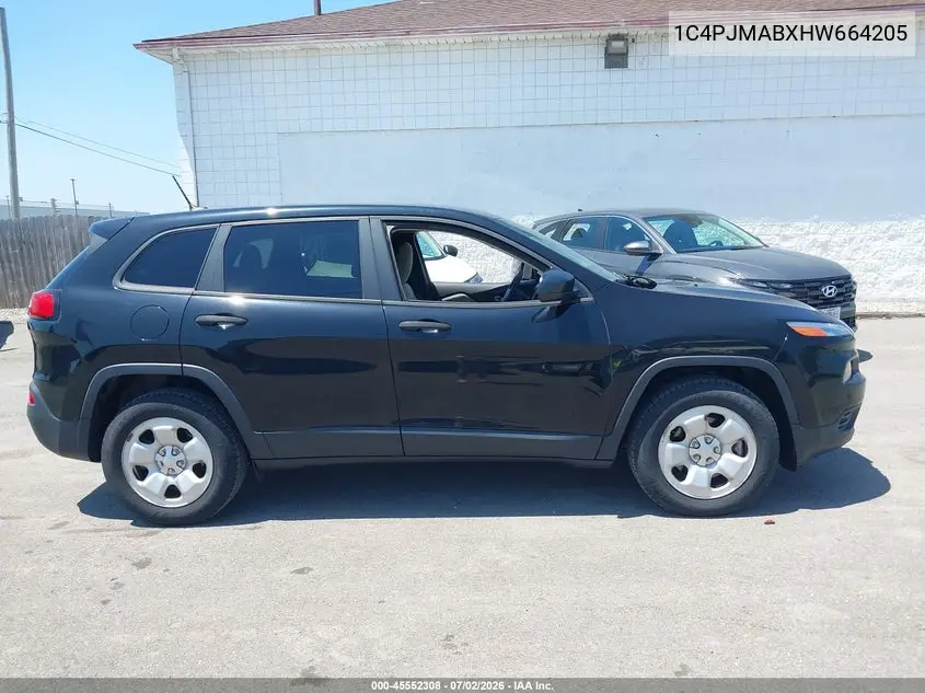 2017 Jeep Cherokee Sport VIN: 1C4PJMABXHW664205 Lot: 45552308