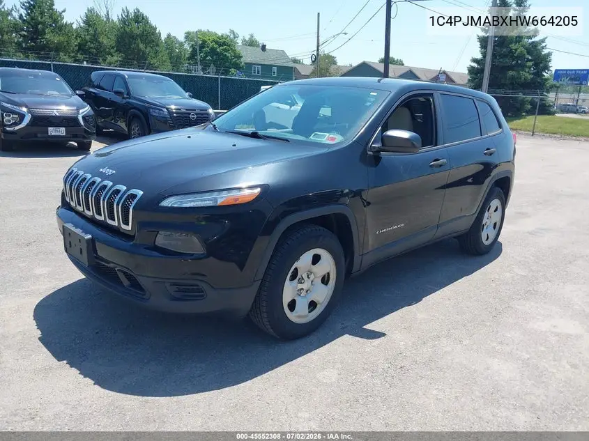 2017 Jeep Cherokee Sport VIN: 1C4PJMABXHW664205 Lot: 45552308