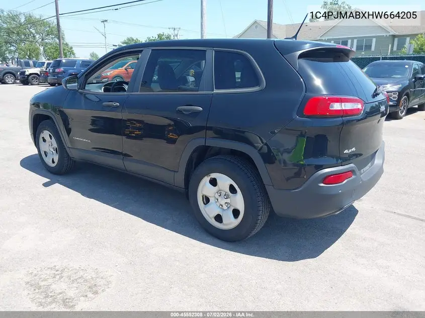2017 Jeep Cherokee Sport VIN: 1C4PJMABXHW664205 Lot: 45552308