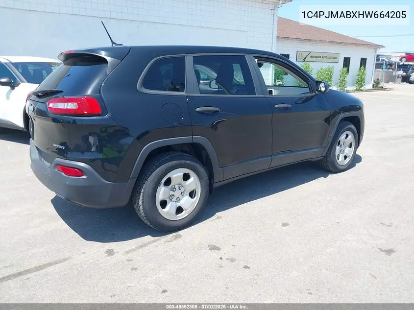 2017 Jeep Cherokee Sport VIN: 1C4PJMABXHW664205 Lot: 45552308