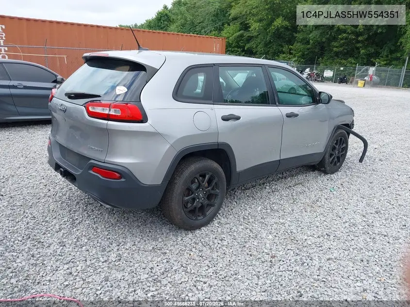 2017 Jeep Cherokee Sport VIN: 1C4PJLAS5HW554351 Lot: 45666235