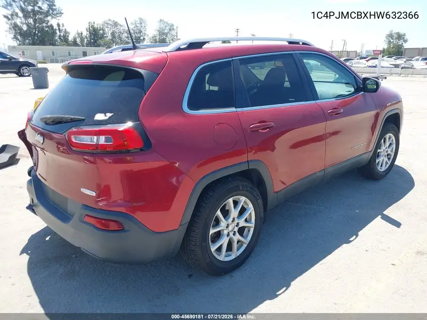 2017 Jeep Cherokee Latitude 4X4 VIN: 1C4PJMCBXHW632366 Lot: 45690181
