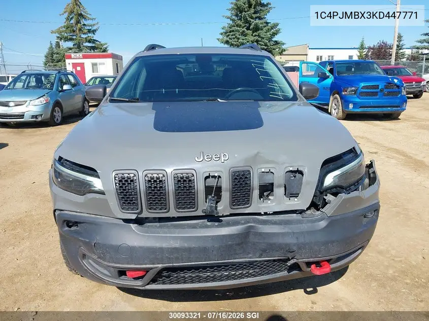 2019 Jeep Cherokee Trailhawk VIN: 1C4PJMBX3KD447771 Lot: 30093321