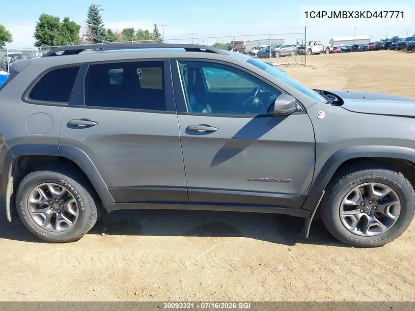 2019 Jeep Cherokee Trailhawk VIN: 1C4PJMBX3KD447771 Lot: 30093321