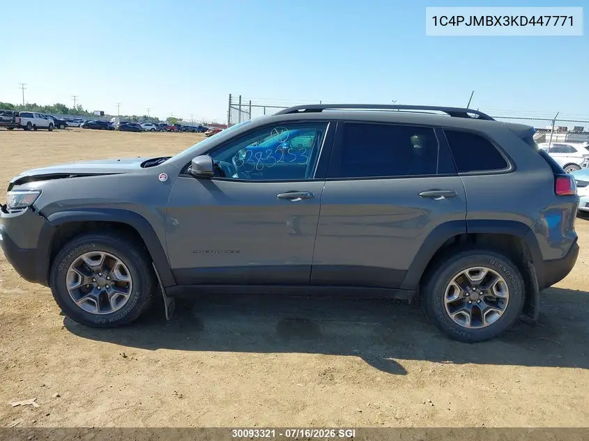 2019 Jeep Cherokee Trailhawk VIN: 1C4PJMBX3KD447771 Lot: 30093321