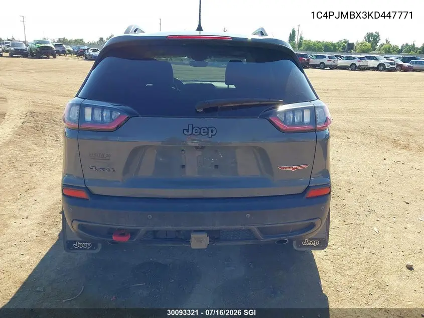 2019 Jeep Cherokee Trailhawk VIN: 1C4PJMBX3KD447771 Lot: 30093321