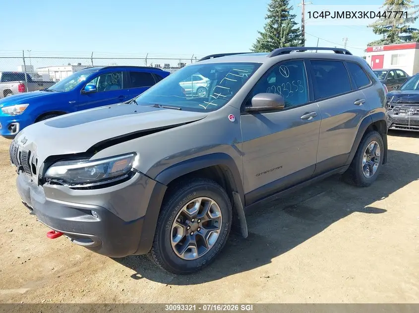 2019 Jeep Cherokee Trailhawk VIN: 1C4PJMBX3KD447771 Lot: 30093321