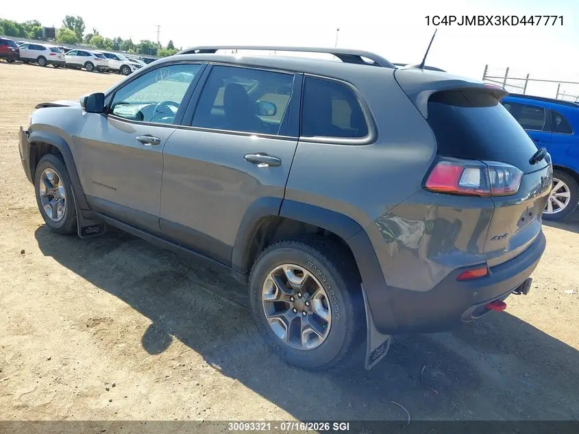 2019 Jeep Cherokee Trailhawk VIN: 1C4PJMBX3KD447771 Lot: 30093321