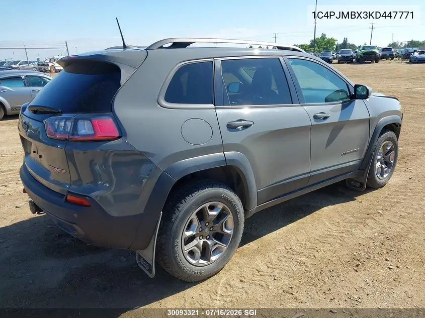 2019 Jeep Cherokee Trailhawk VIN: 1C4PJMBX3KD447771 Lot: 30093321
