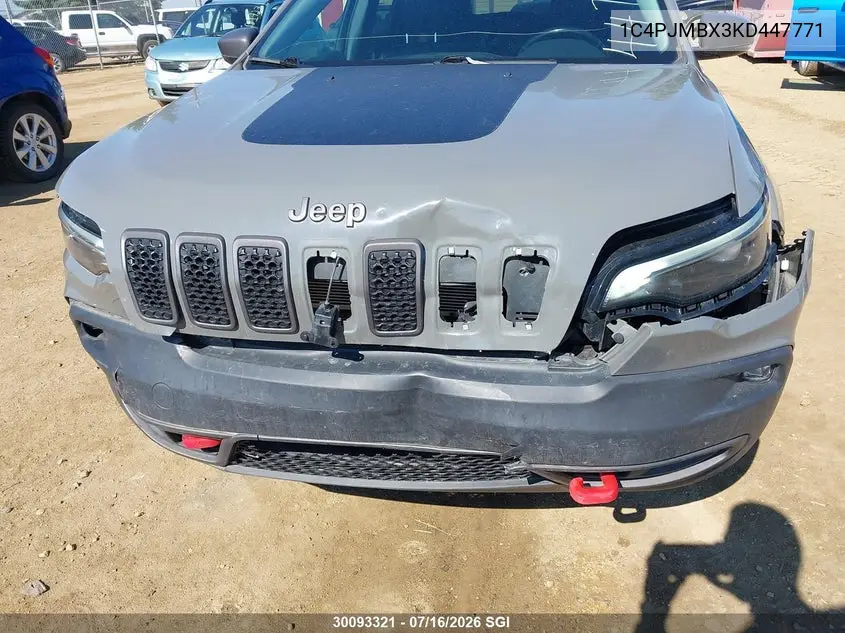 2019 Jeep Cherokee Trailhawk VIN: 1C4PJMBX3KD447771 Lot: 30093321