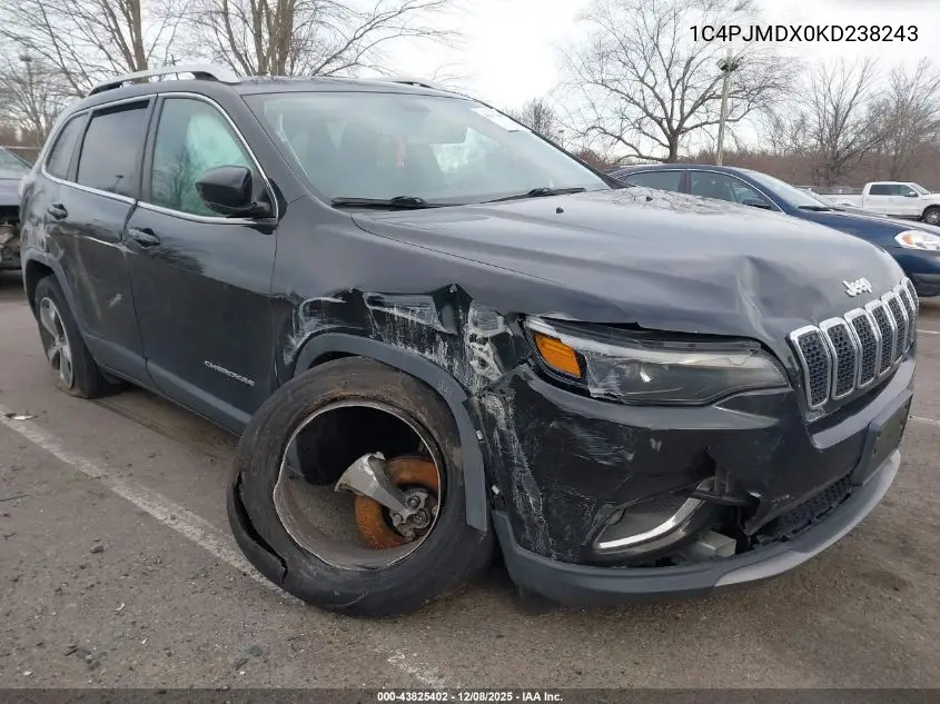 1C4PJMDX0KD238243 2019 Jeep Cherokee Limited 4X4