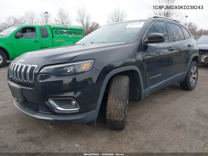 1C4PJMDX0KD238243 2019 Jeep Cherokee Limited 4X4