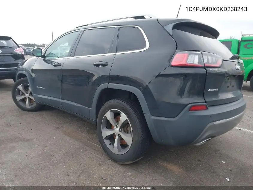 1C4PJMDX0KD238243 2019 Jeep Cherokee Limited 4X4