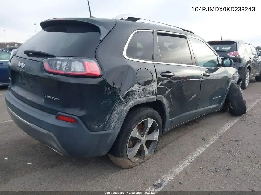 1C4PJMDX0KD238243 2019 Jeep Cherokee Limited 4X4